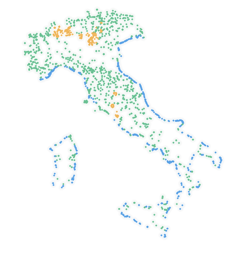 Mappa dell’Italia: un punto per ogni campeggio